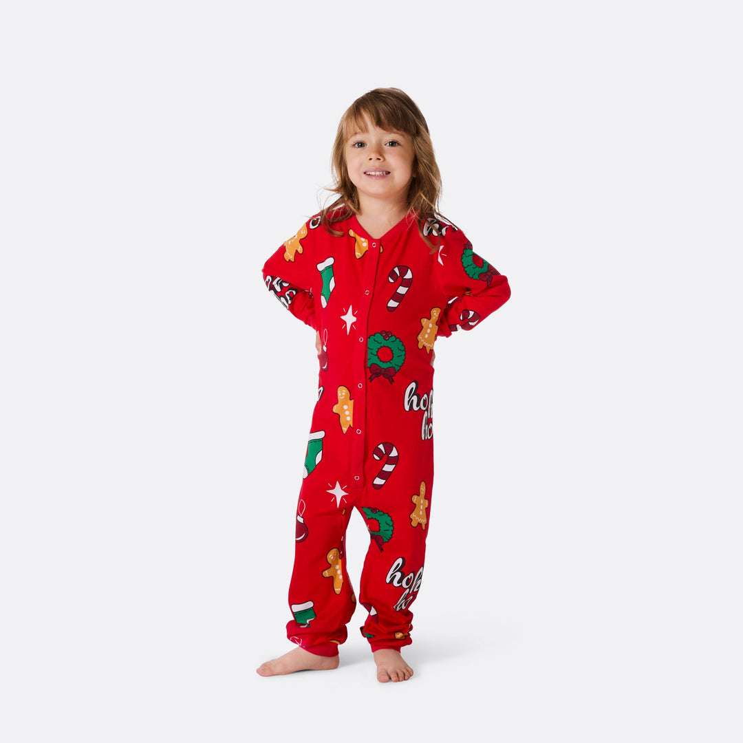 Lasten Punainen Hohoho Overall Joulupyjama