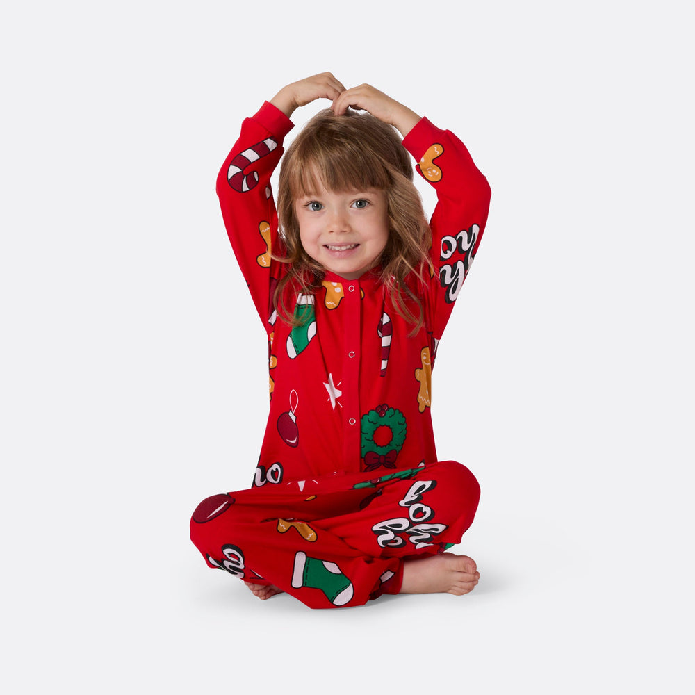 Lasten Punainen Hohoho Overall Joulupyjama