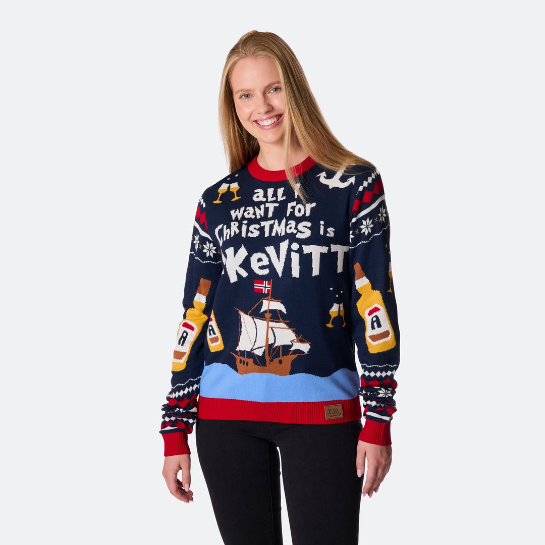 Naisten All I Want for Christmas is Akvaviitti Jouluneule