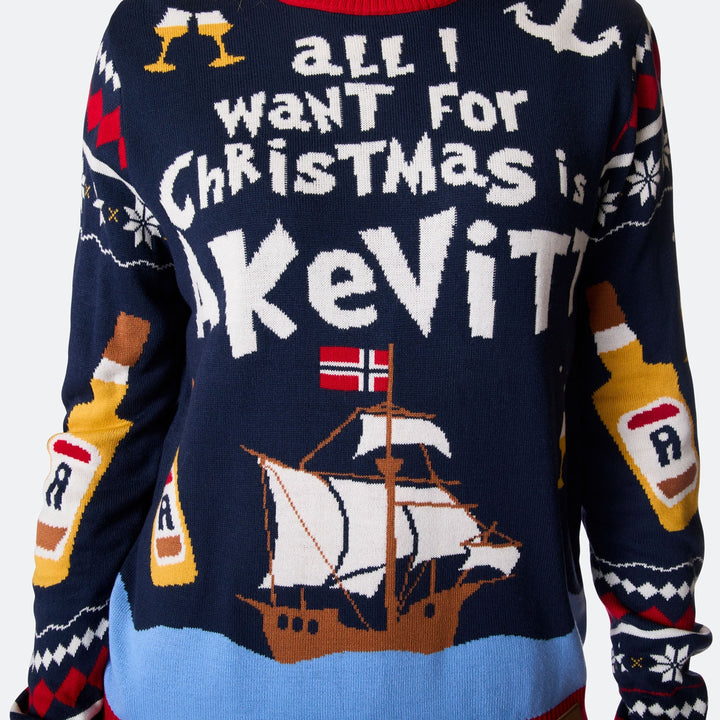 Miesten All I Want for Christmas is Akvaviitti Jouluneule