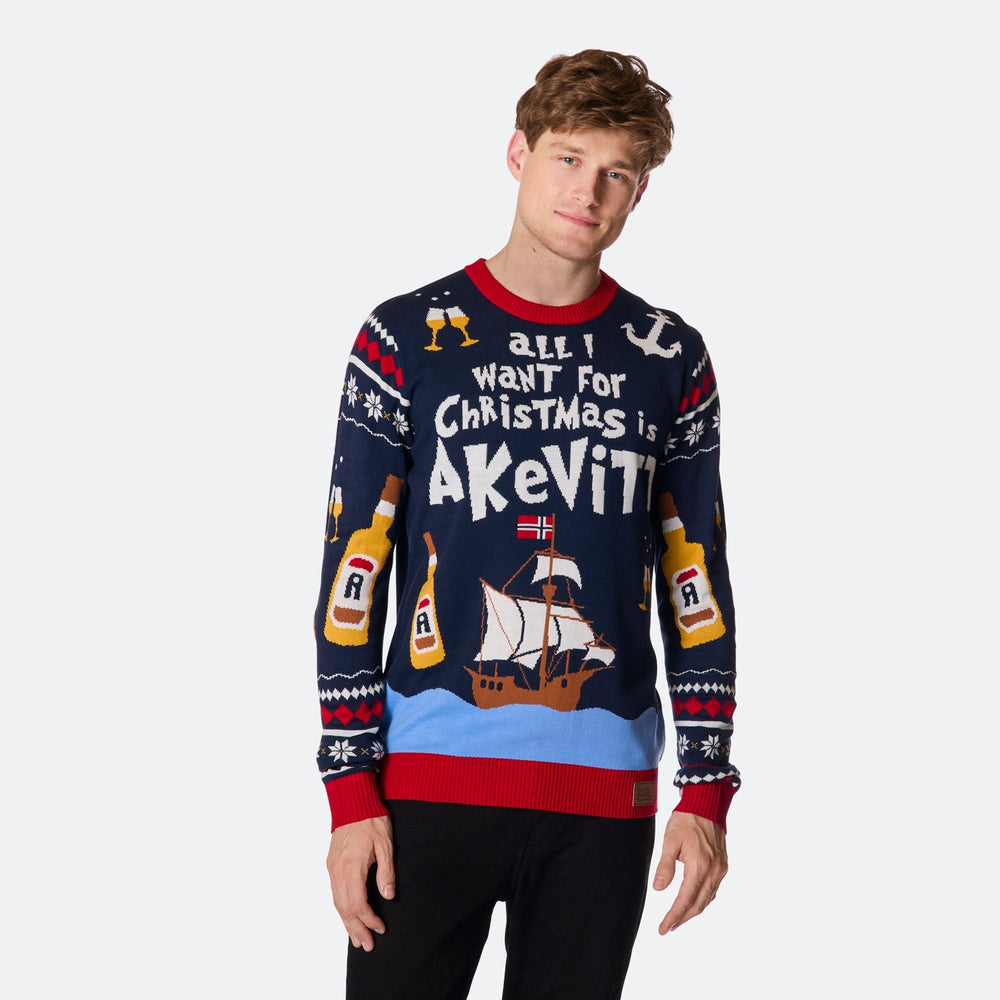 Miesten All I Want for Christmas is Akvaviitti Jouluneule