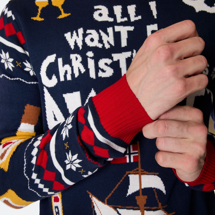 Miesten All I Want for Christmas is Akvaviitti Jouluneule