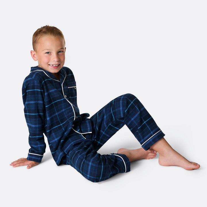 Lasten sininen flanelli joulupyjama