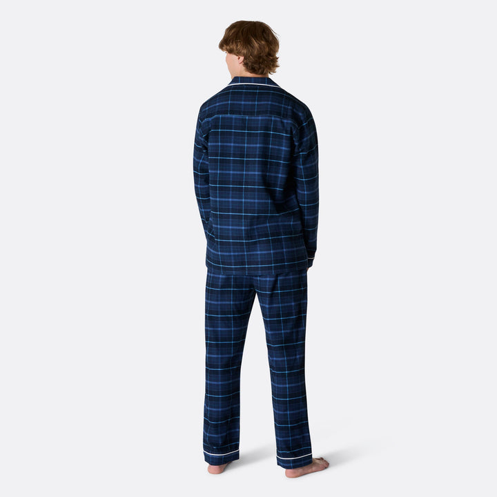 Miesten sininen flanelli joulupyjama