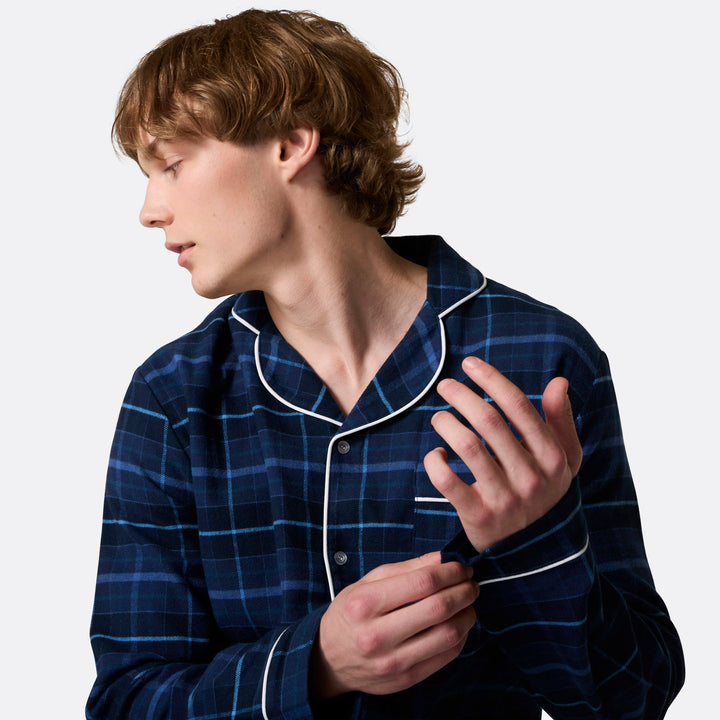 Miesten sininen flanelli joulupyjama
