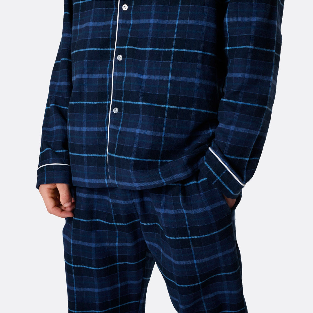 Miesten sininen flanelli joulupyjama