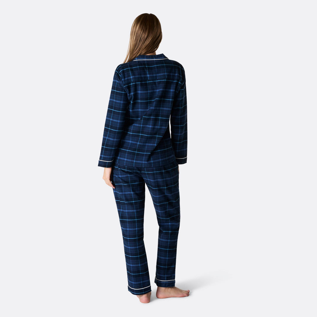 Naisten sininen flanelli joulupyjama