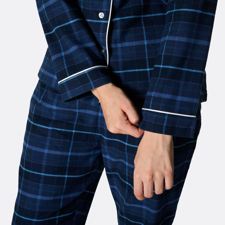 Sininen flanelli Joulupyjamat Perhe