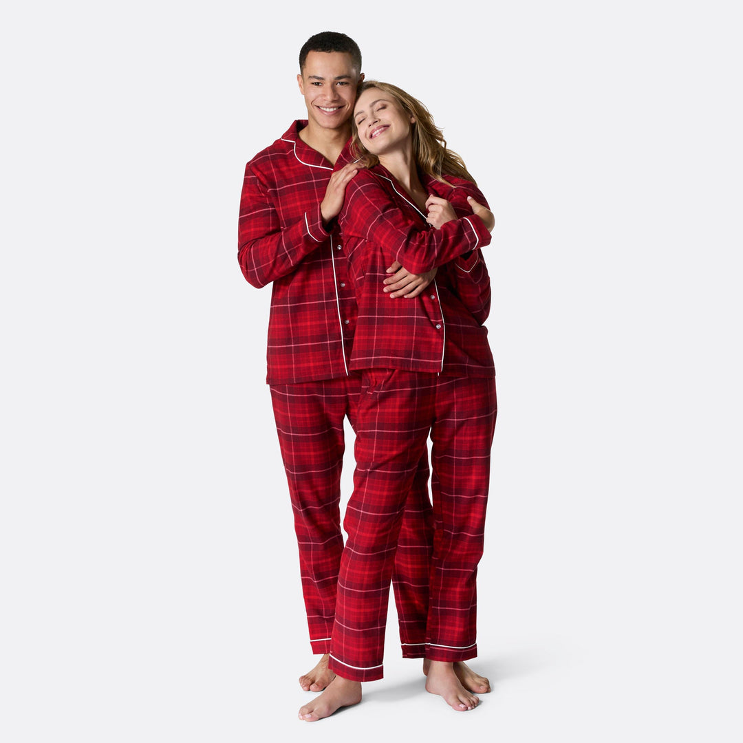 Miesten punainen flanelli joulupyjama