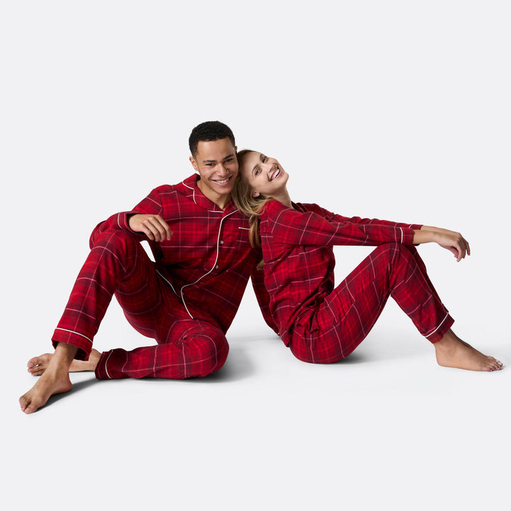 Miesten punainen flanelli joulupyjama