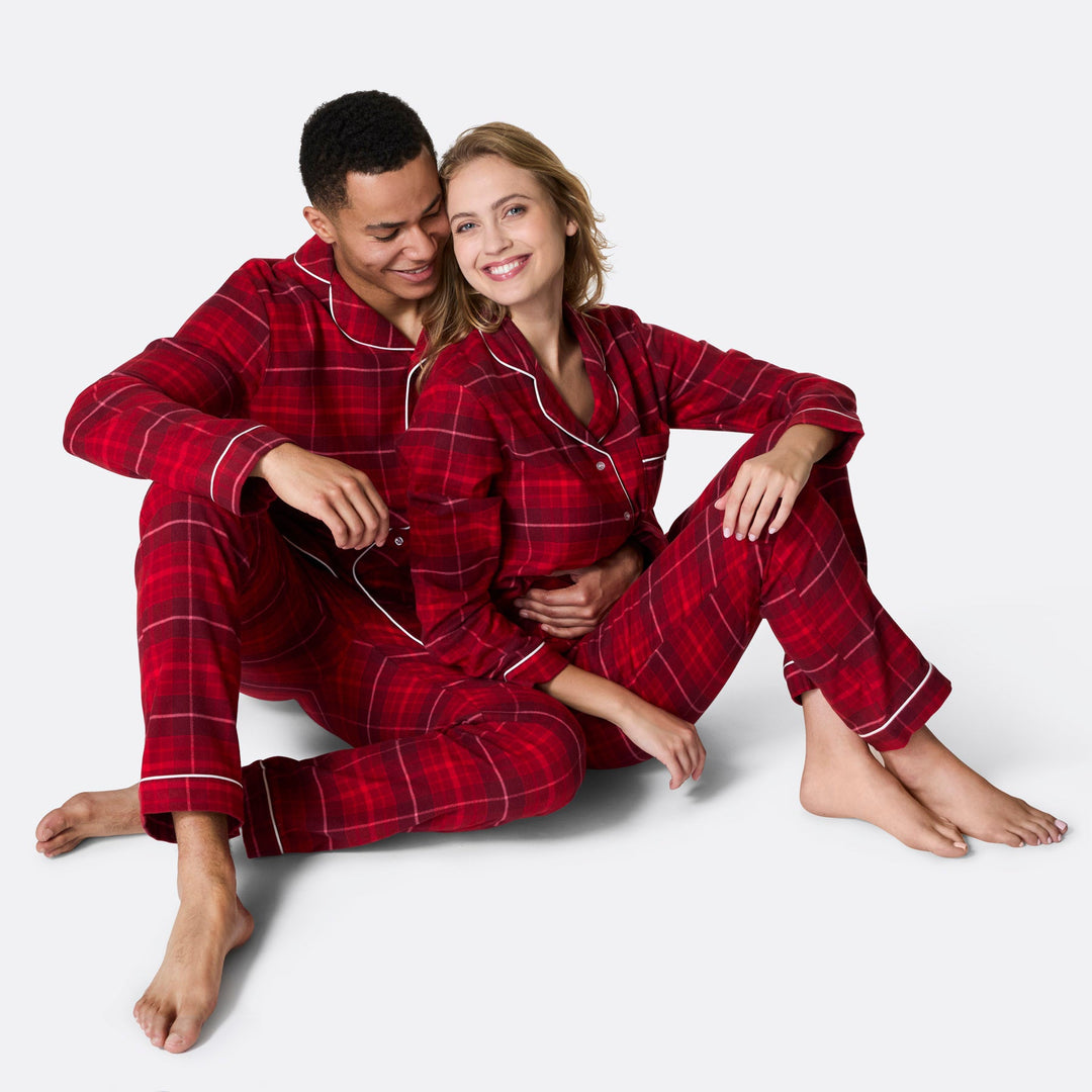 Miesten punainen flanelli joulupyjama