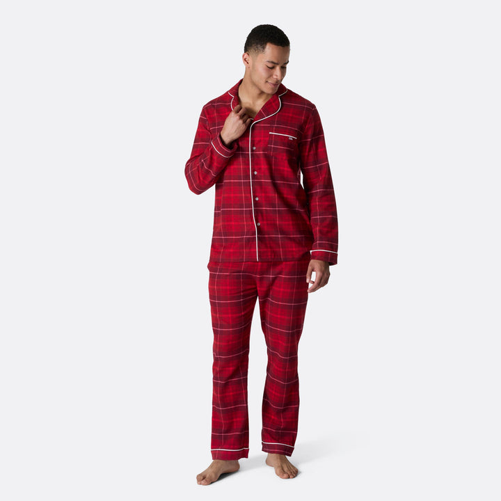 Miesten punainen flanelli joulupyjama