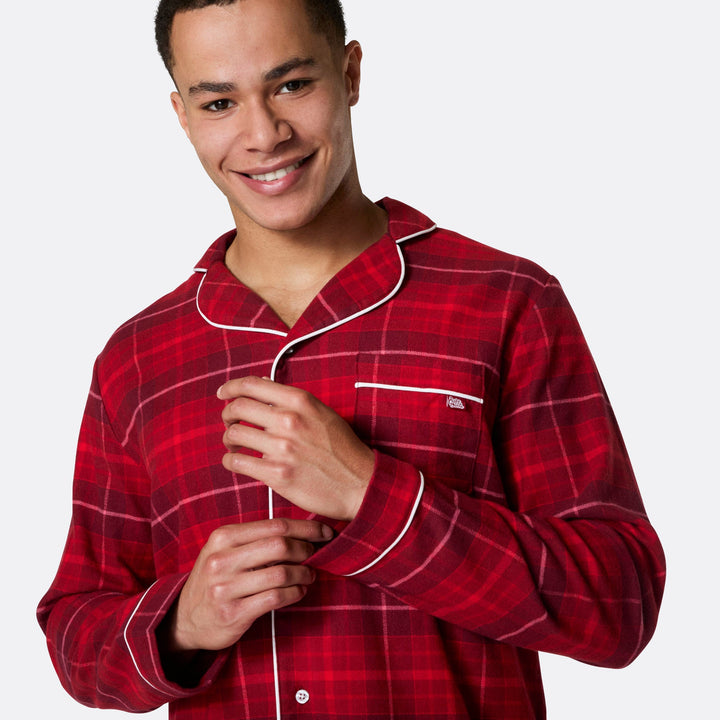 Miesten punainen flanelli joulupyjama