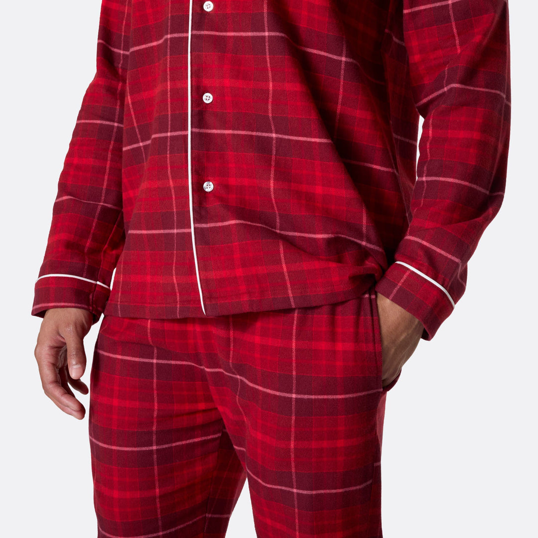Miesten punainen flanelli joulupyjama
