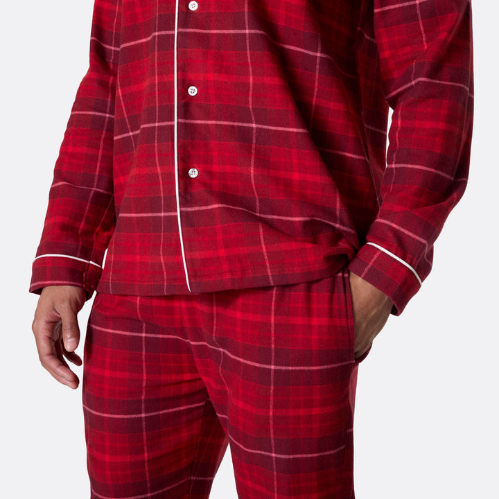 Miesten punainen flanelli joulupyjama