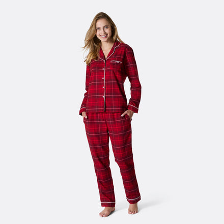 Naisten punainen flanelli joulupyjama