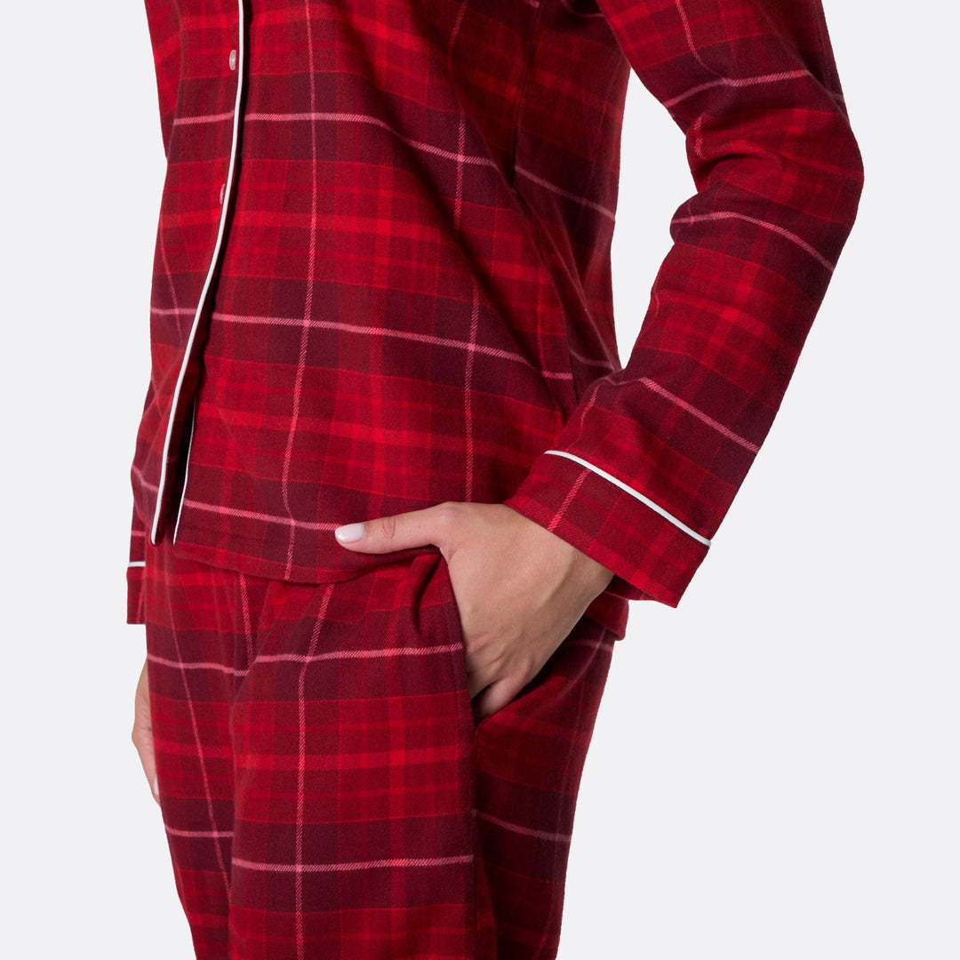 Naisten punainen flanelli joulupyjama