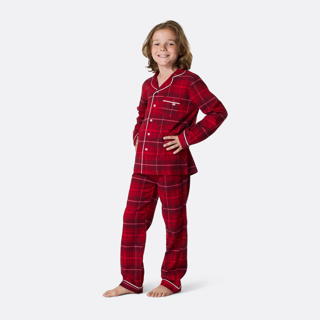 Punainen flanelli Joulupyjamat Perhe