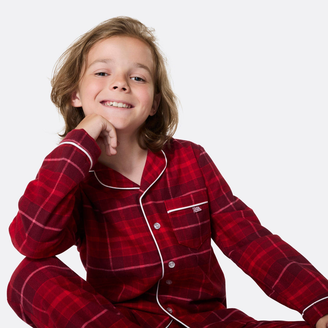 Punainen flanelli Joulupyjamat Perhe