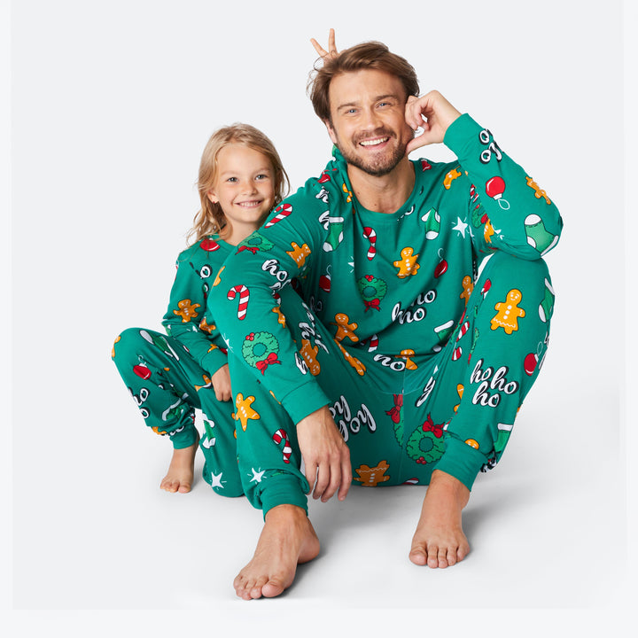 Vihreä Hohoho Joulupyjamat Perhe