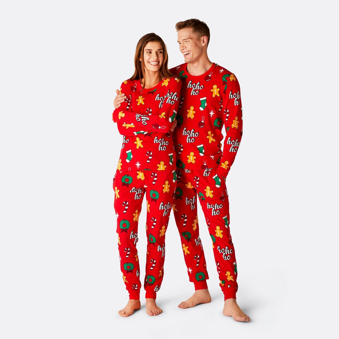 Punainen Hohoho Joulupyjamat Perhe