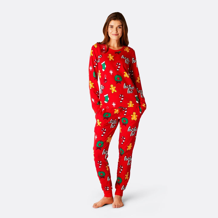 Punainen Hohoho Joulupyjamat Perhe