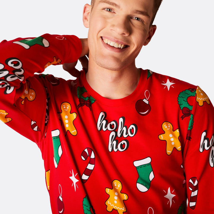Punainen Hohoho Joulupyjamat Perhe