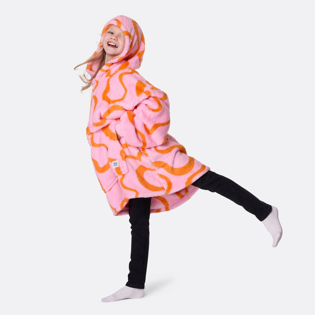 Lasten Vaaleanpunainen Aaltoileva Teddy HappyHoodie