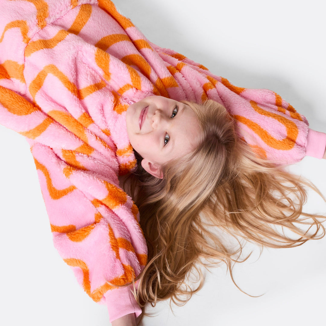 Lasten Vaaleanpunainen Aaltoileva Teddy HappyHoodie