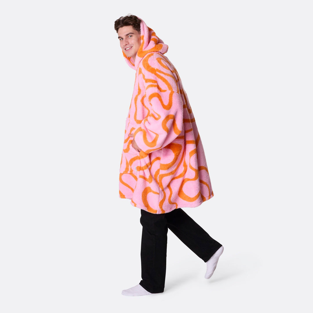 Vaaleanpunainen aaltoileva Teddy HappyHoodie