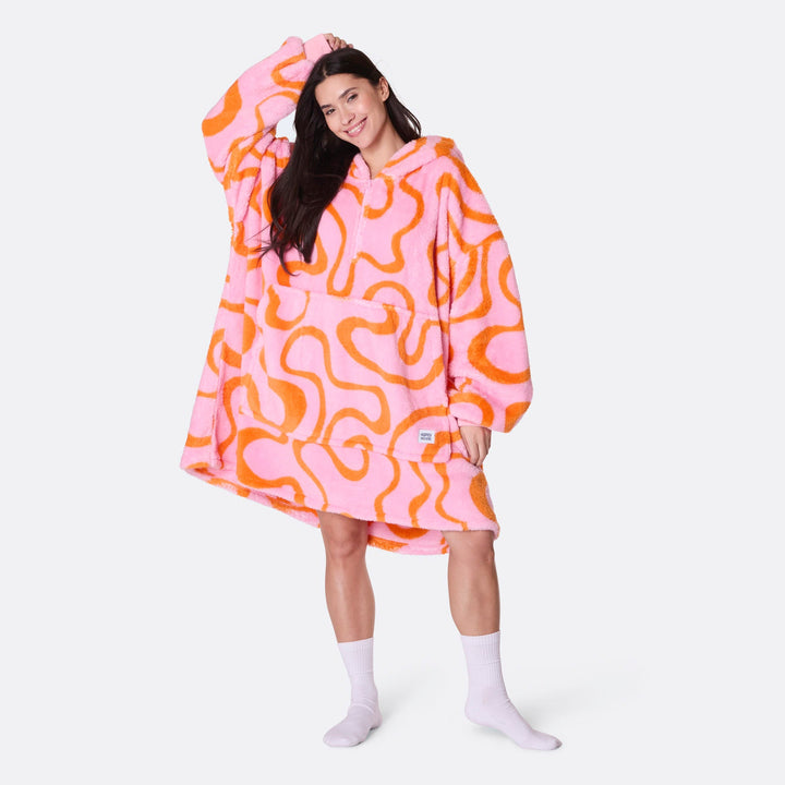 Vaaleanpunainen aaltoileva Teddy HappyHoodie