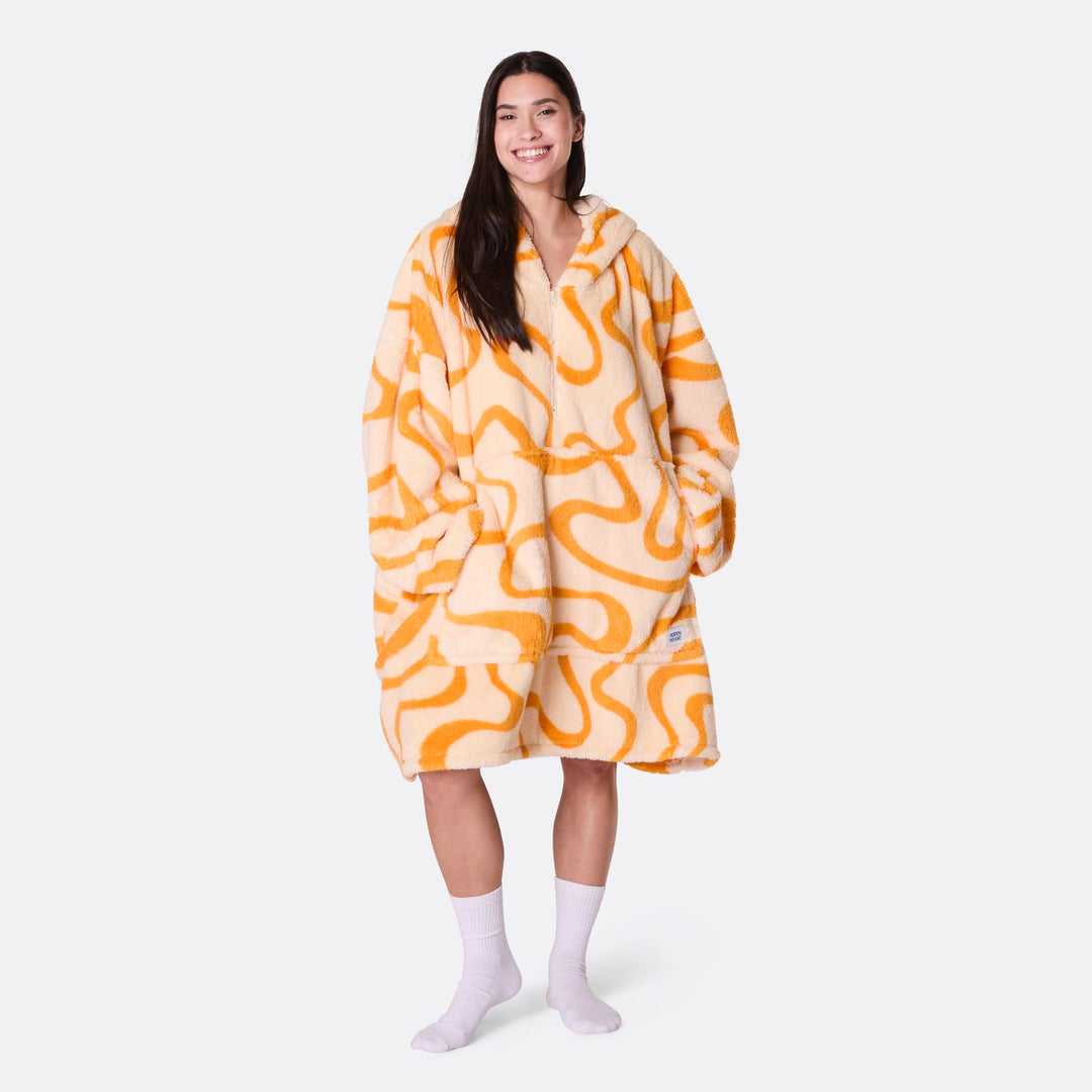 Keltainen aaltoileva Teddy HappyHoodie