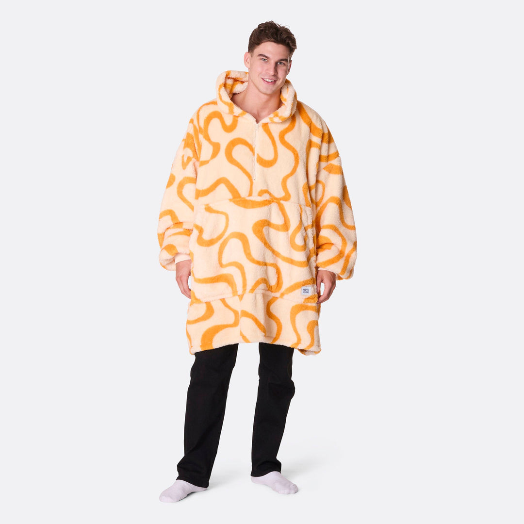 Keltainen aaltoileva Teddy HappyHoodie