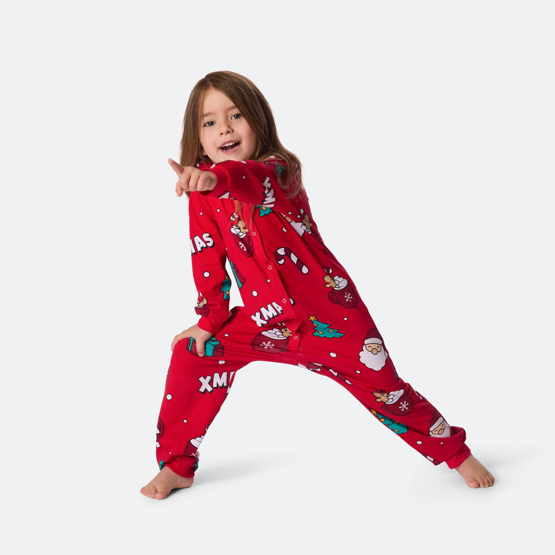 Lasten Punainen Xmas Jouluinen Pyjamahaalari