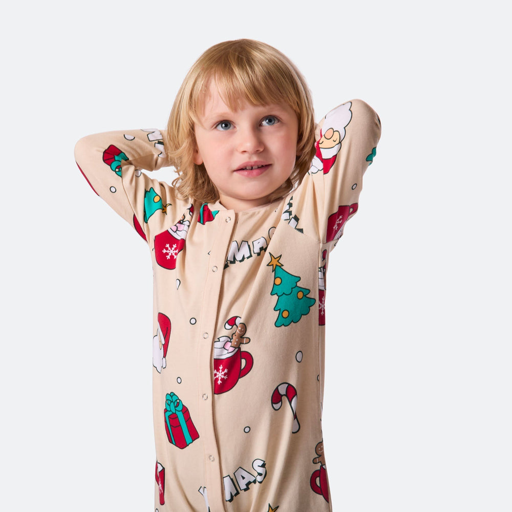 Lasten Beige Xmas Jouluinen Pyjamahaalari