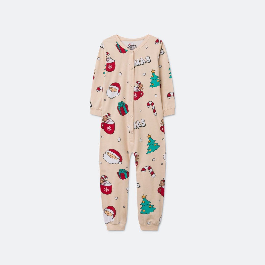 Lasten Beige Xmas Jouluinen Pyjamahaalari