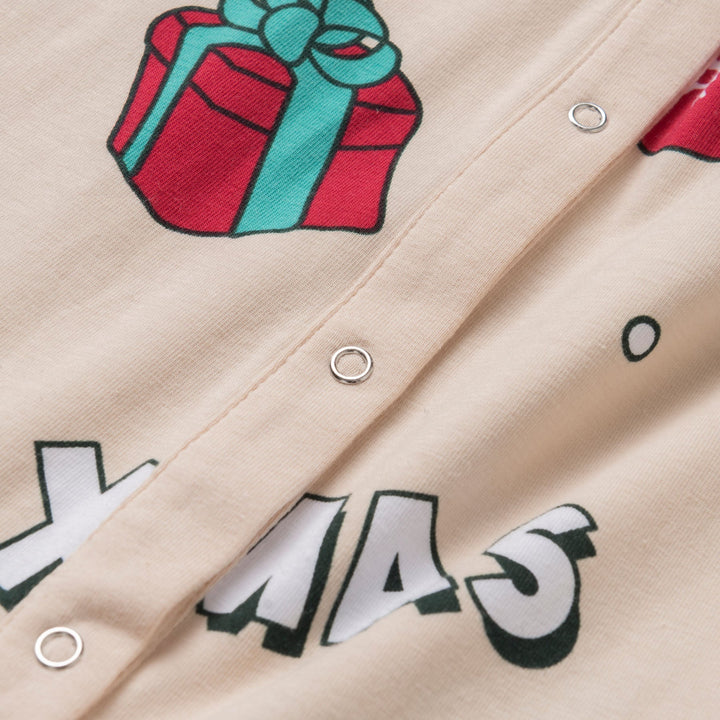 Lasten Beige Xmas Jouluinen Pyjamahaalari