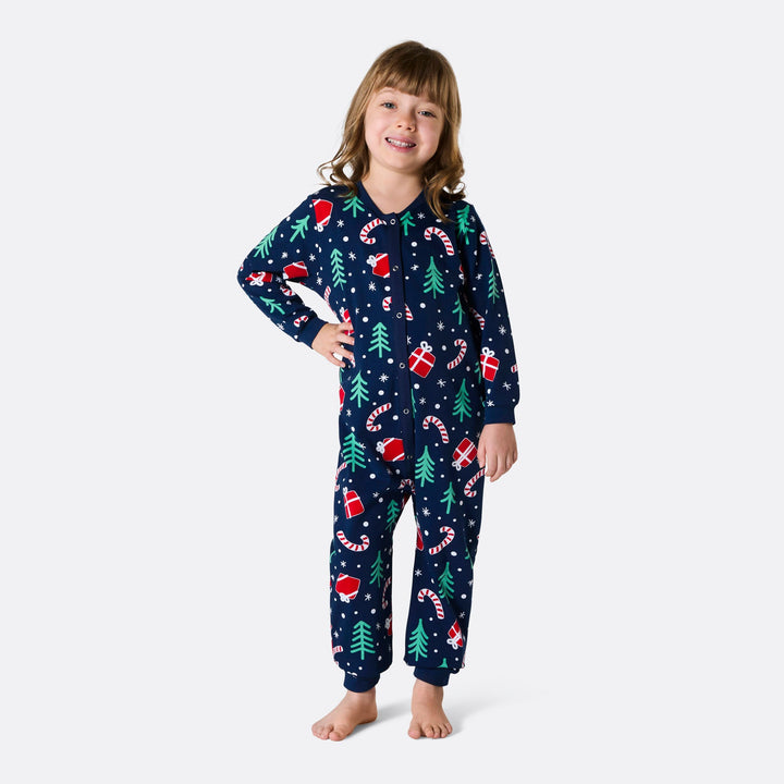 Lasten Sininen Joulukuvio Overall Joulupyjama