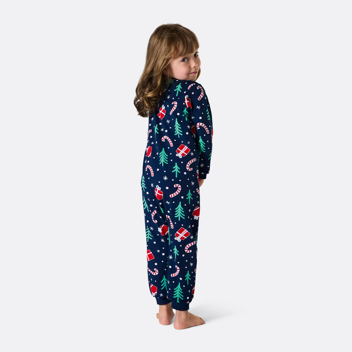 Lasten Sininen Joulukuvio Overall Joulupyjama
