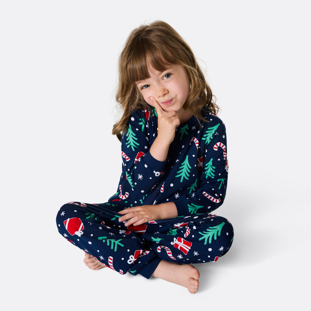 Lasten Sininen Joulukuvio Overall Joulupyjama