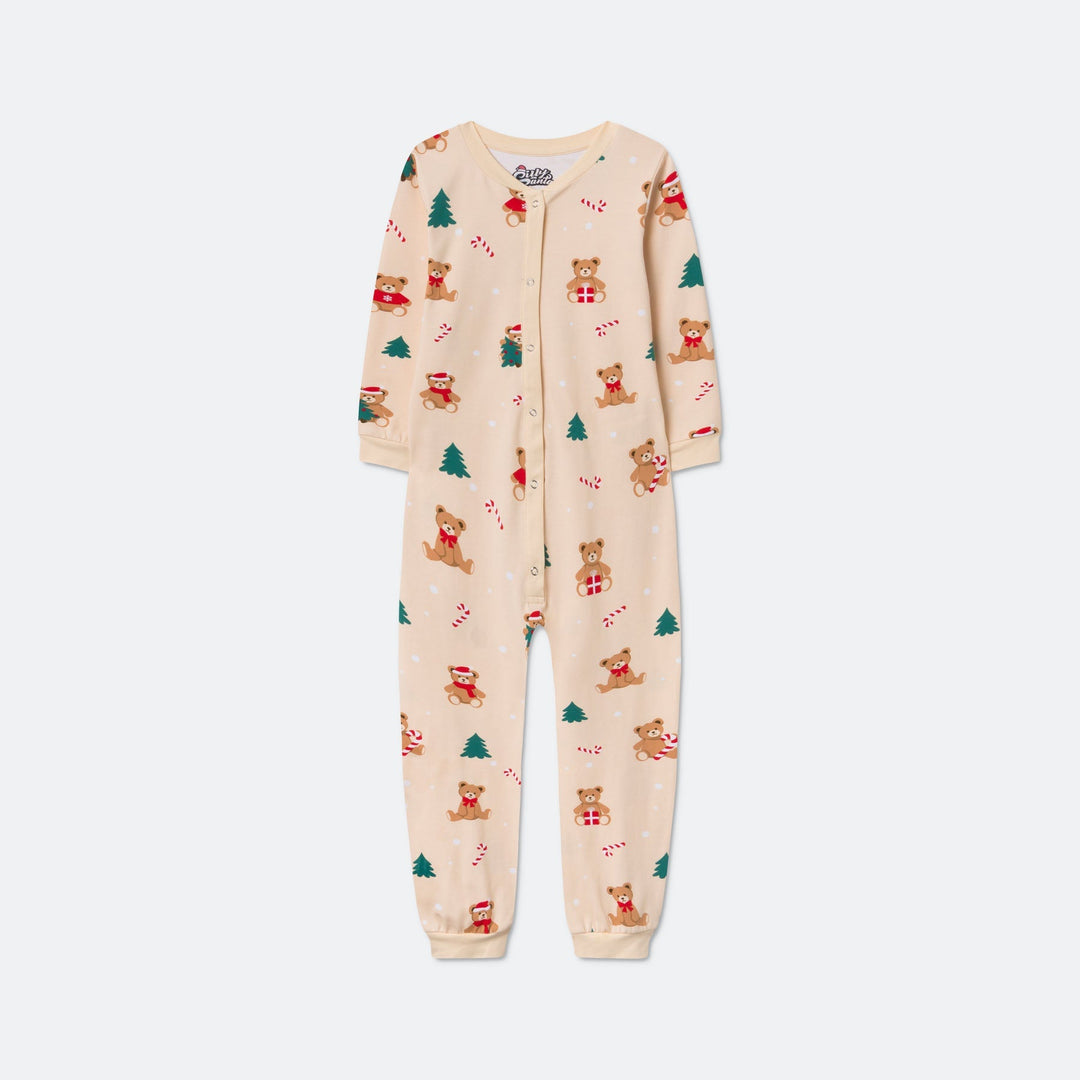 Lasten Beige Nallekarhu Jouluinen Pyjamahaalari