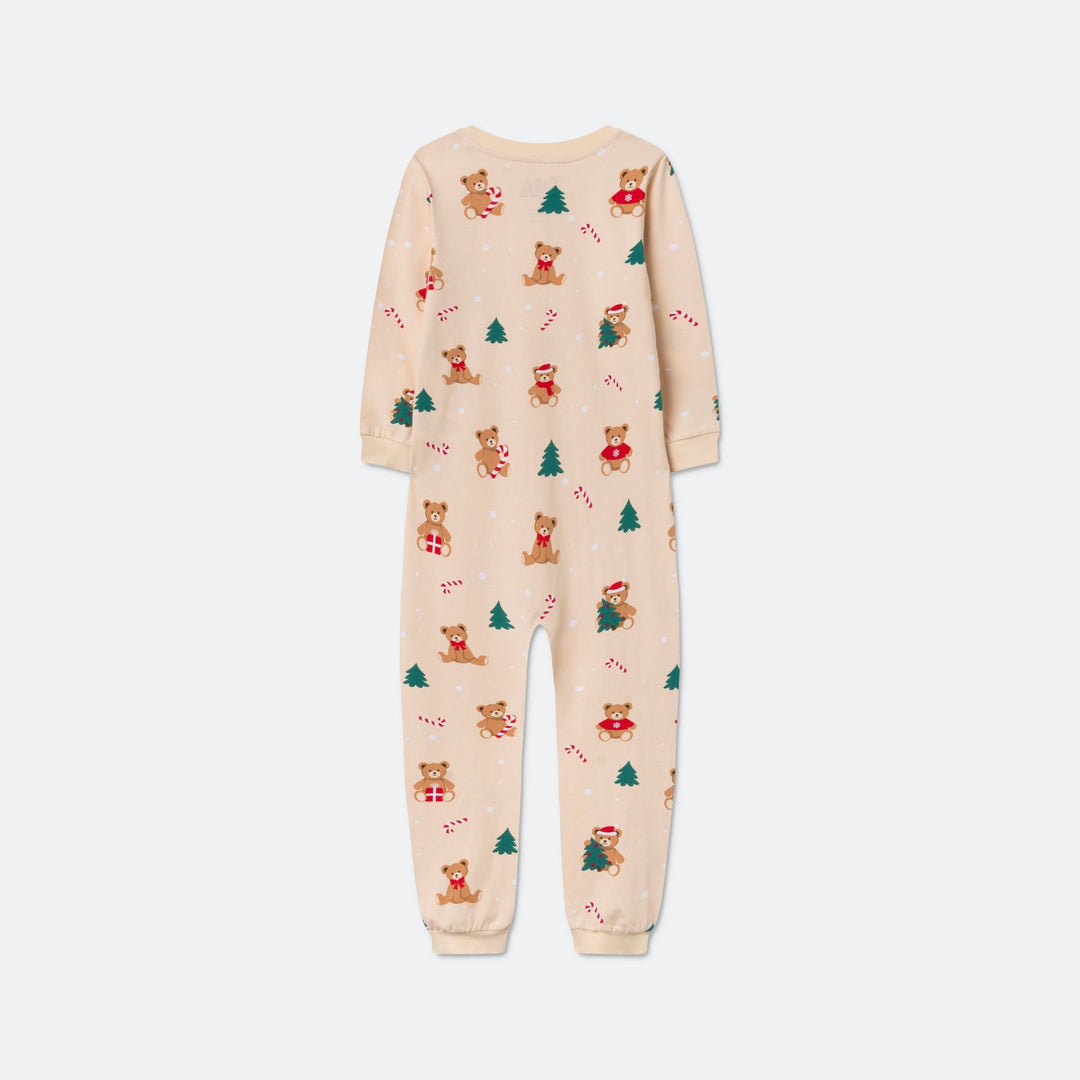 Lasten Beige Nallekarhu Jouluinen Pyjamahaalari