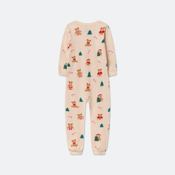 Lasten Beige Nallekarhu Jouluinen Pyjamahaalari