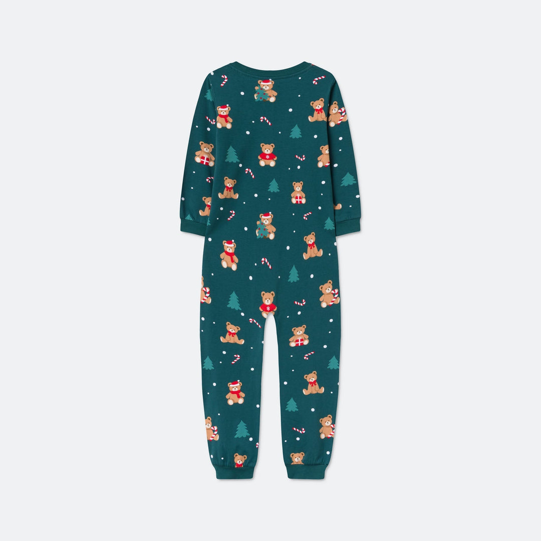 Lasten Vihreä Nallekarhu Jouluinen Pyjamahaalari