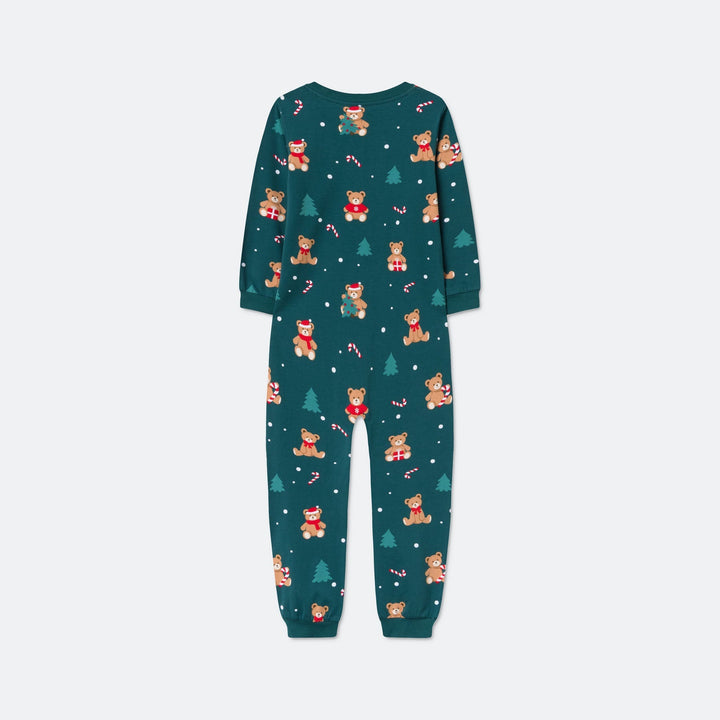 Lasten Vihreä Nallekarhu Jouluinen Pyjamahaalari