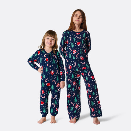 Lasten Sininen Joulukuvio Joulupyjama
