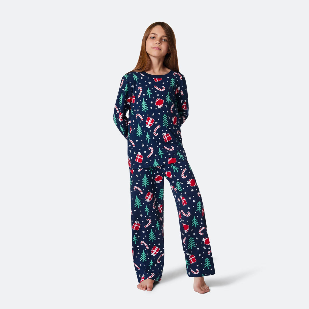 Lasten Sininen Joulukuvio Joulupyjama