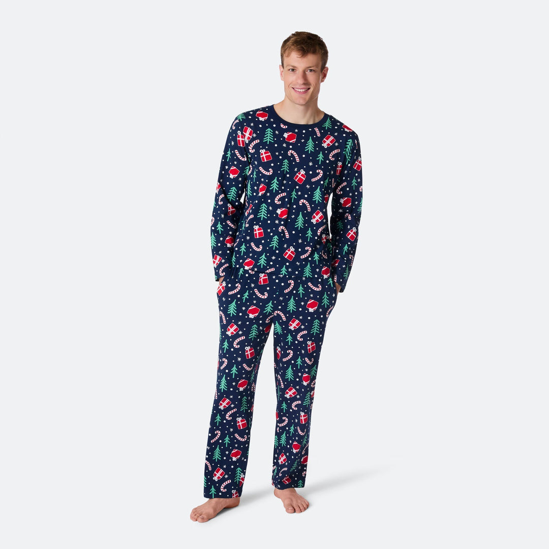 Miesten Sininen Joulukuvio Joulupyjama