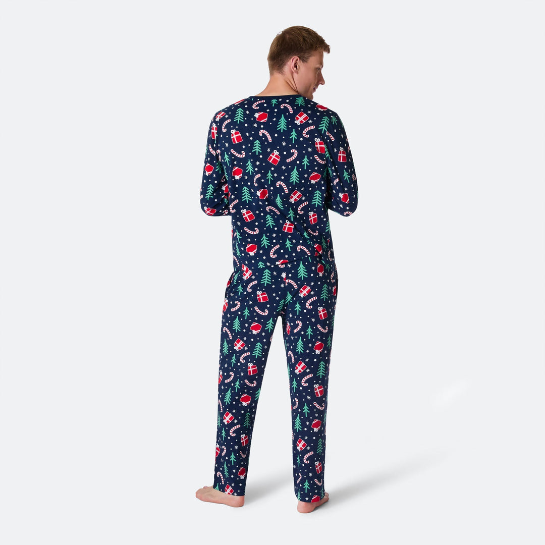 Miesten Sininen Joulukuvio Joulupyjama