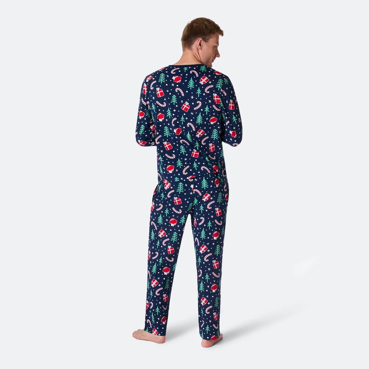 Miesten Sininen Joulukuvio Joulupyjama